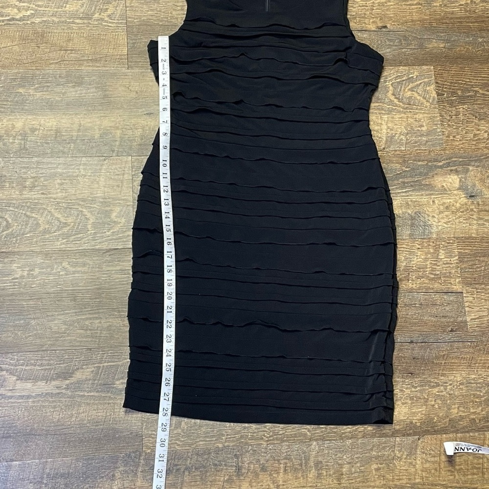 Calvin Klein Black Tier Ruffled Knee-Length Sheath Dress Womens 12P Sleeveless - Picture 7 of 11